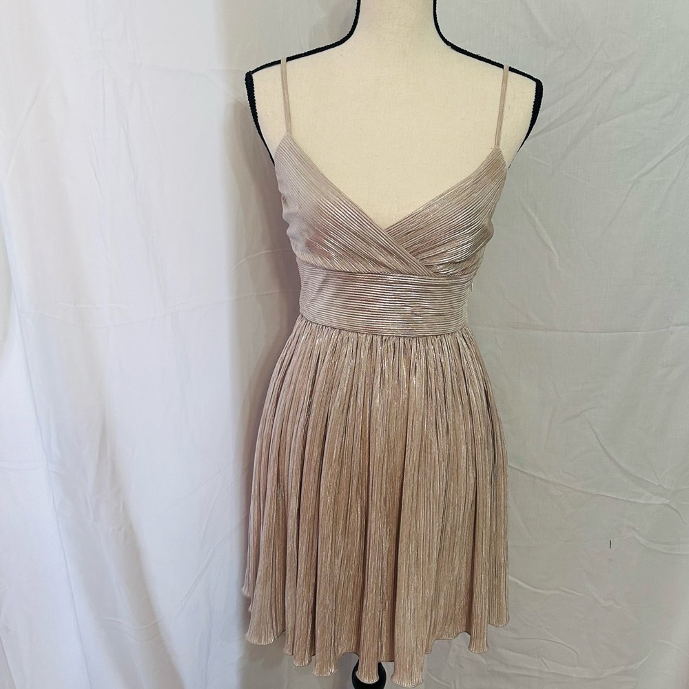 Armani Exchange champagne crinkle dress